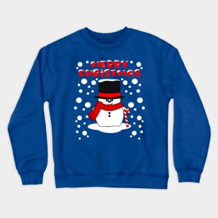 Merry Christmas Snowman Top Hat and Candy Cane Crewneck Sweatshirt